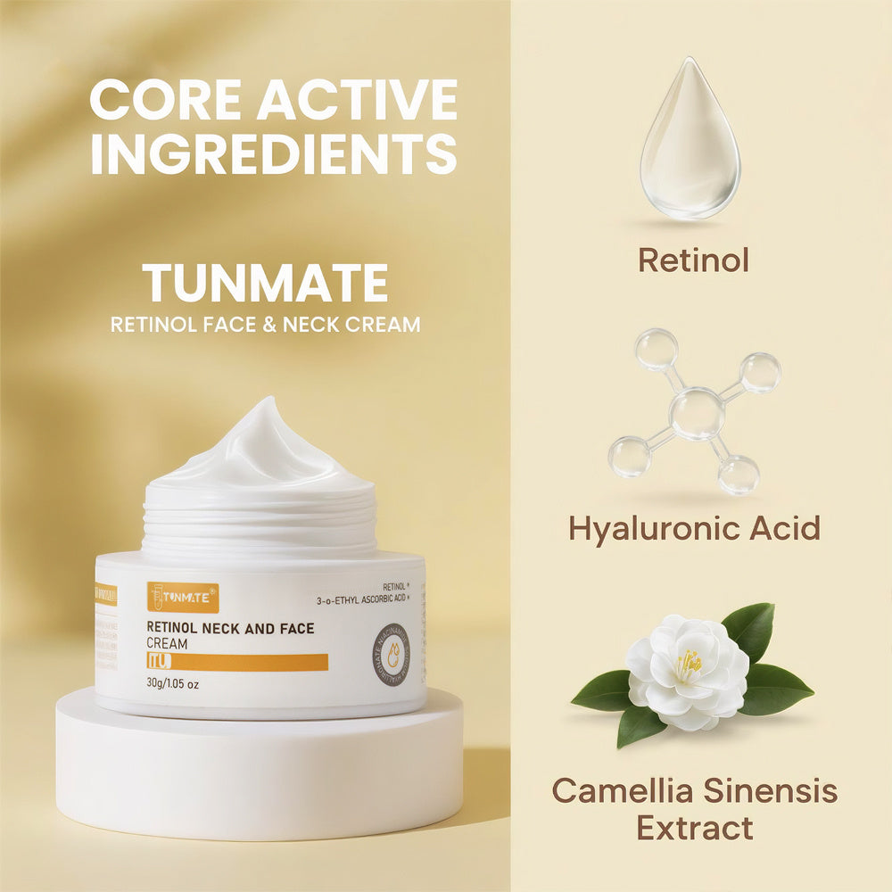 Organic Retinol Hyaluronic Acid Neck Face Cream Daily Use Vegan Lotion With Vitamin C E Herbal Ingredients For Home Use